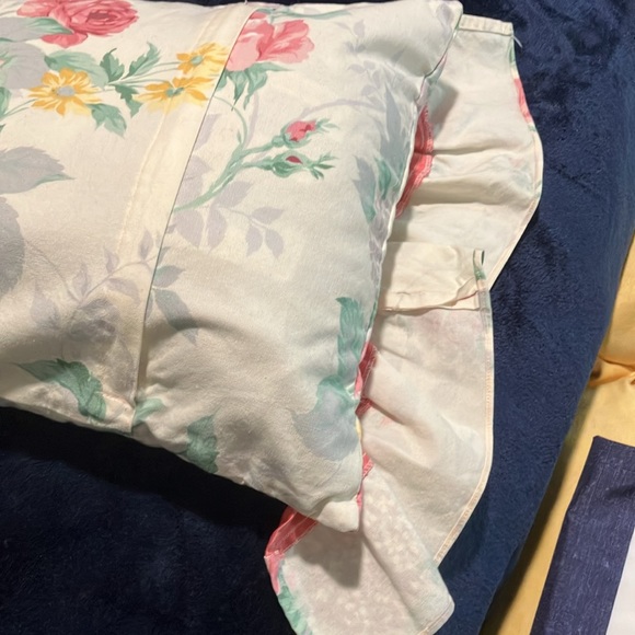 Vintage Handmade Floral and Ruffled Small Pillow W/ Removable Cover - Picture 5 of 12